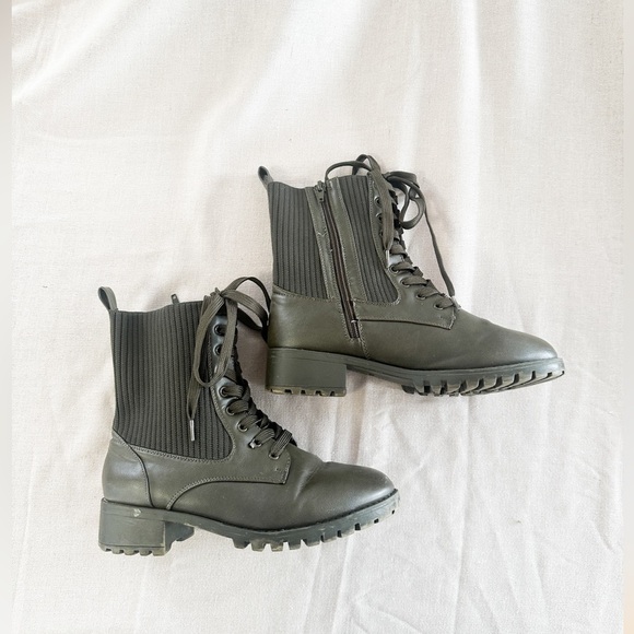 Army Green Combat Boots - Lace Front/Side Zip - Penn 8WW - Picture 7 of 11